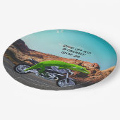 Abfahrt in den Ruhestand Custom Gecko Motorrad Pappteller (Schrägansicht)