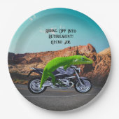 Abfahrt in den Ruhestand Custom Gecko Motorrad Pappteller (Vorderseite)
