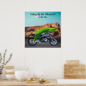 Abfahrt in den Ruhestand Custom Gecko Motorrad Poster (Küche)