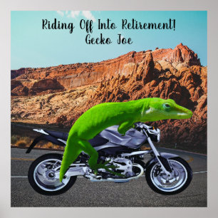 Abfahrt in den Ruhestand Custom Gecko Motorrad Poster