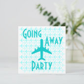 Abfahrt Party Einladung Card Flugzeug Aquamarin (Stehend Vorderseite)