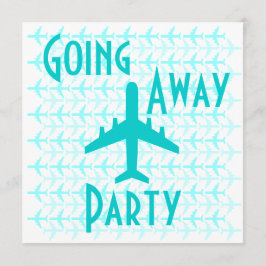 Abfahrt Party Einladung Card Flugzeug Aquamarin