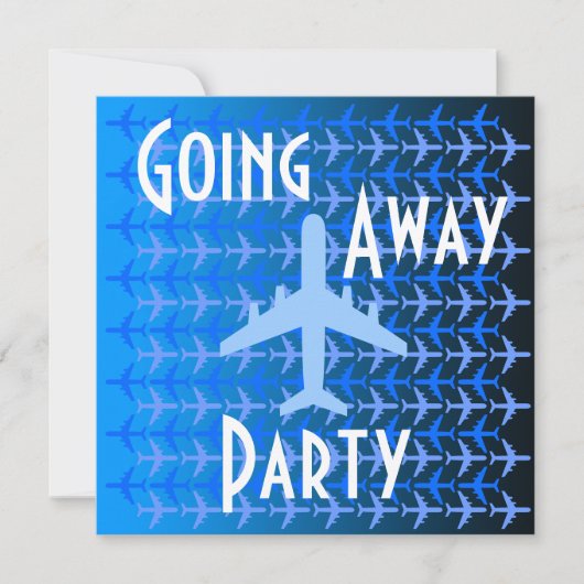 Abfahrt Party Einladung Card Flugzeug Blau (Vorderseite)