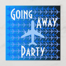 Abfahrt Party Einladung Card Flugzeug Blau