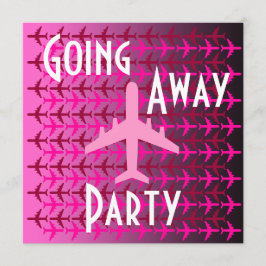 Abfahrt Party Einladung Card Flugzeug Rosa
