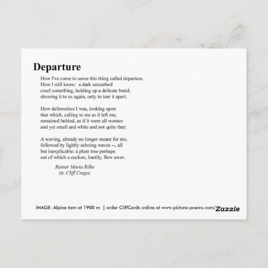 ABFAHRT POSTKARTE (Rückseite)