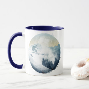 Abfahrt-Schnee-Powder-Skifahrer Tasse