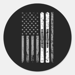 Abfahrt-Skiteam 4. Juli USA Amerikanische Flagge Runder Aufkleber