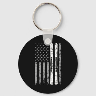 Abfahrt-Skiteam 4. Juli USA amerikanische Flagge Schlüsselanhänger