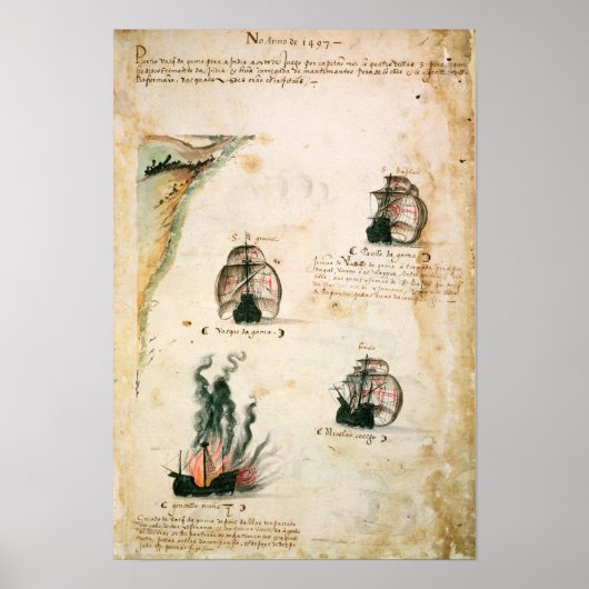 Abfahrt von Vasco da Gama Poster (Vorne)