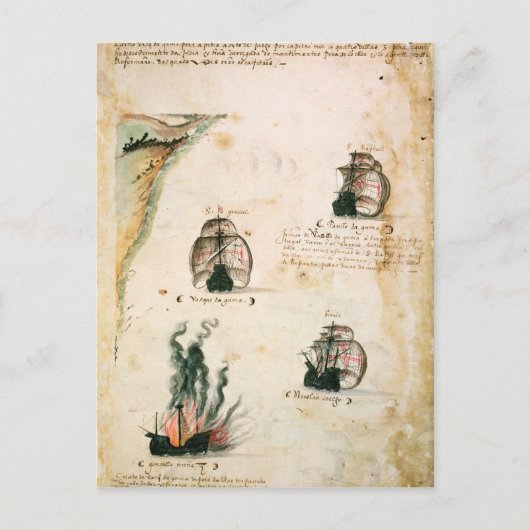 Abfahrt von Vasco da Gama Postkarte (Vorderseite)