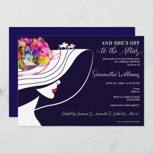 Abfahrt zum Altar Derby Racing Brautparty Einladung (Vorne/Hinten)