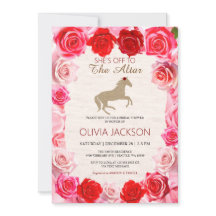 Abfahrt zur Altar Rote Rose Bridal Dusche Einladun