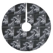 Abfahrten Skifahrer mit Neon Light Trails Polyester Weihnachtsbaumdecke (Vorderseite)