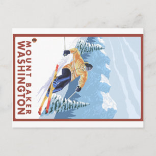 Abfahrts-Skifahrer - Mount Baker, Washington Postkarte