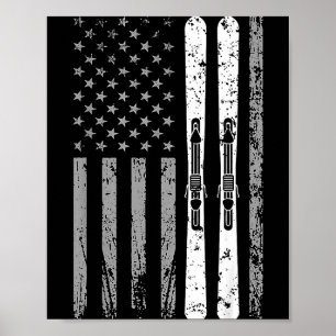 Abfahrtski-Mannschaft 4. Juli USA Amerikanische Fl Poster