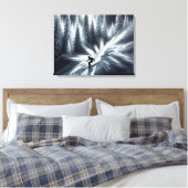 Abfahrtskier im Mondschein Leinwanddruck (Insitu (Schlafzimmer))