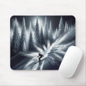Abfahrtskier im Mondschein Mousepad (Mit Mouse)