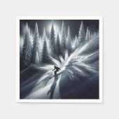 Abfahrtskier im Mondschein Serviette (Vorderseite)