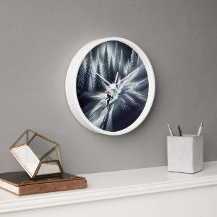 Abfahrtskier im Mondschein Uhr