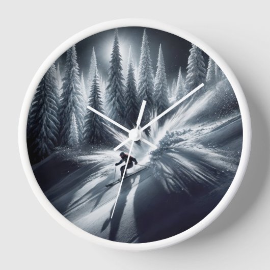 Abfahrtskier im Mondschein Uhr (Vorderseite)