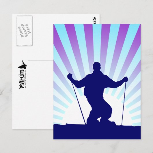Abfahrtskier Postkarte (Vorne/Hinten)