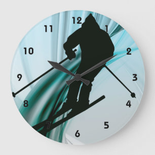 Abfahrtskilauf auf den eisigen Steigungen Große Wanduhr