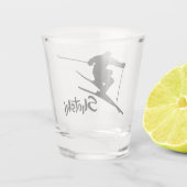 Abfahrtskilauf Ihr Text Schnapsglas (Rückseite)