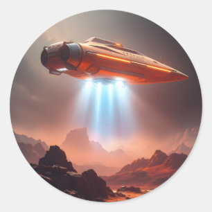 Abfahrtspunkt – Sci-Fi-Reise-Kunst Klassik rund Runder Aufkleber