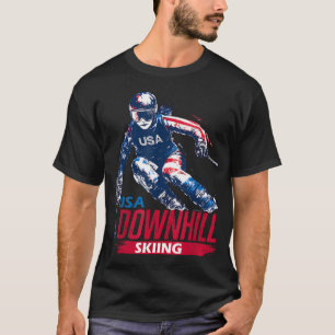 Abfahrtsskilauf Patriotisches USA-Winter-Team-Ski T-Shirt