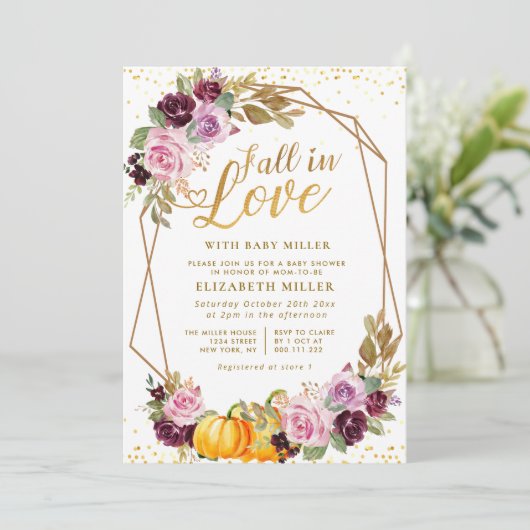 Abfall der lila Blütendusche der Liebe Einladung (Stehend Vorderseite)