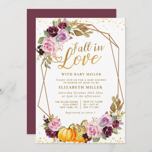 Abfall der lila Blütendusche der Liebe Einladung (Vorne/Hinten)