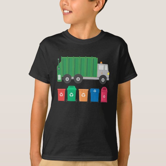 Abfall-LKW-Geschenk-Abfall-LKW mit Müllcontainern T-Shirt (Vorderseite)