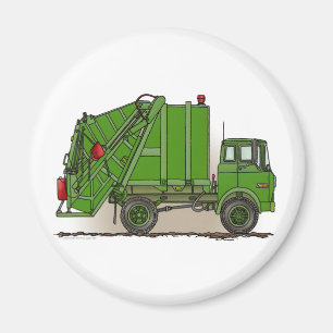 Abfall-LKW-Grün-runder Magnet