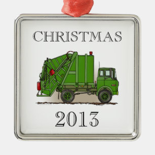 Abfall-LKW-Grün Silbernes Ornament