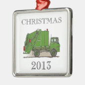 Abfall-LKW-Grün Silbernes Ornament (Links)