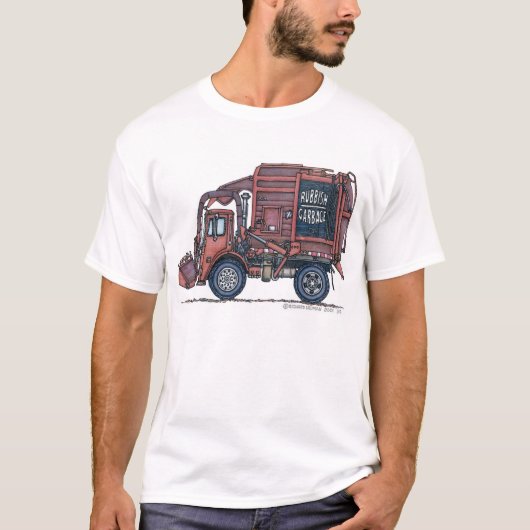 Abfall-LKW-Rückseiten-Lader-Kleid T-Shirt (Vorderseite)