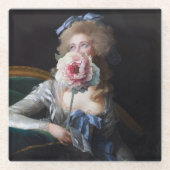 Abfall mit rosafarbener Peonie Glasuntersetzer (Vorderseite)