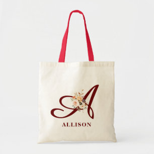 Abfall rustikal floral monogramm tragetasche