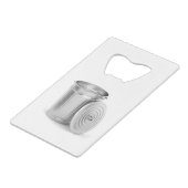 Abfallbehälter aus leerem Metall Geldbeutel Flaschenöffner (Rückseite Schrägansicht)