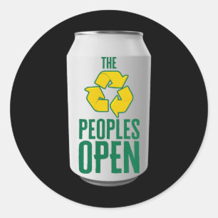 Abfallentsorgung Peoples offene Bierdose Runder Aufkleber
