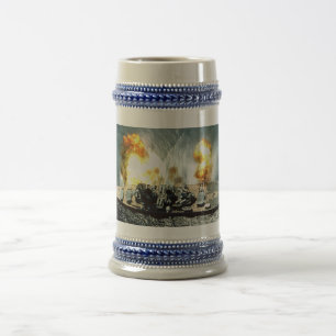 Abfeuernde volle Breitseiten-Steins und Tassen