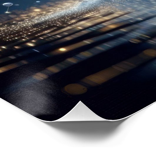 Abfluss reiner, sauberer Wasserblasen auf einem bl Poster (Ecke)