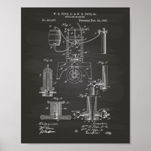 Abfüllmaschine 1890 Patent Art - Tafel Poster (Vorne)