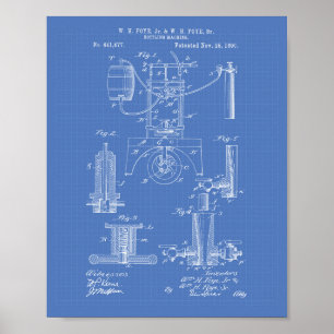 Abfüllmaschine 1890 Patentart - Blueprint Poster
