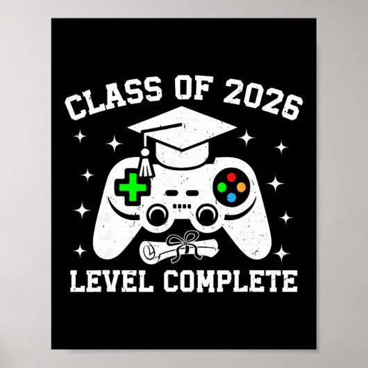 Abgänger 2026 Level Complete Gamer Abschlussfeier Poster (Vorne)