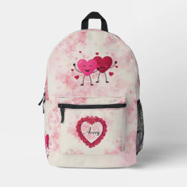 Abgeblendete Aquarellbilder mit Cartoon Herz Bedruckter Rucksack