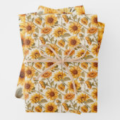 Abgeblendete rustikale Sonnenblumen Wasserfarben-D Geschenkpapier Set (Beispiel)