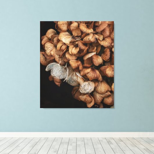 Abgeblendetes Hydrangea Leinwanddruck (Insitu (Holzboden))