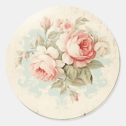 Abgeblendetes Pachy Pink Glory, Shabby Chic Runder Aufkleber (Vorderseite)